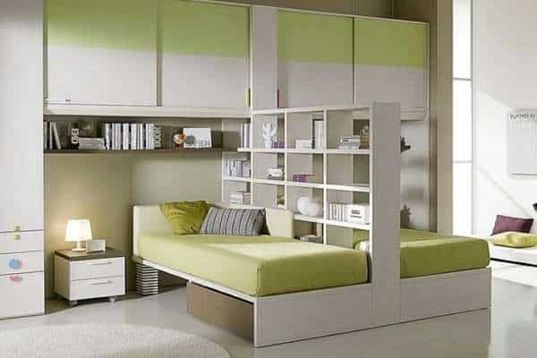 Twin Bed with Floating Nightstands and Under-Bed Storage