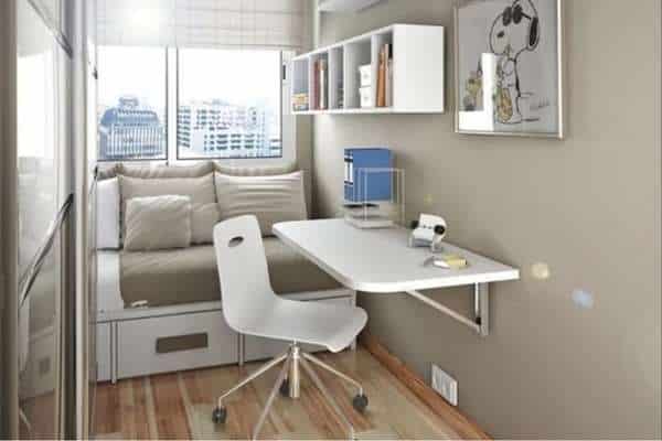 Use a minimalist design approach to creating workspaces in Small Bedroom Office Combo Ideas