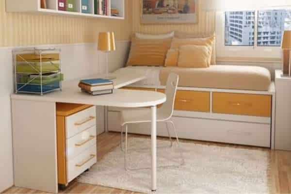 Zone your Office Using Patterned Carpets in Small Bedroom Office Combo Ideas