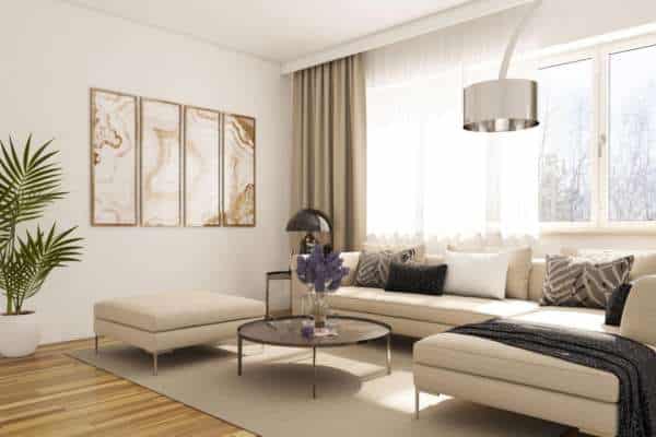 Use Side Tables in Arrange An L-shaped Sofa in The Living Room