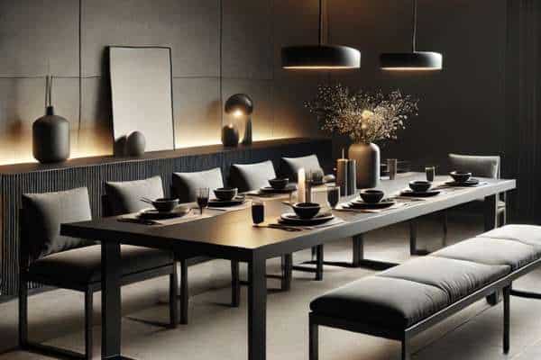 Black Dining Tables with Bench Seating