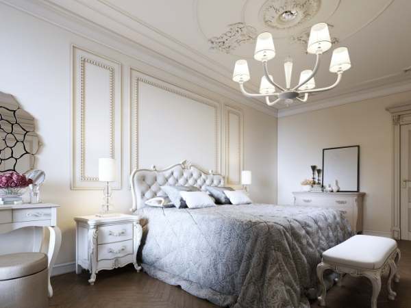 Add Chandelier Light in Silver Bedroom
