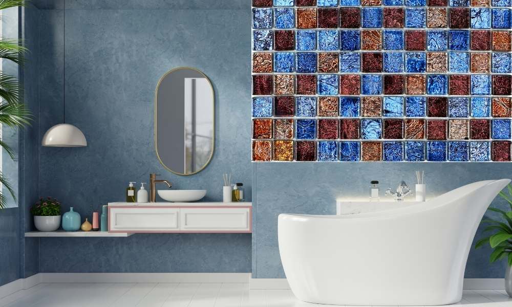 Blue And Brown Bathroom Tiles