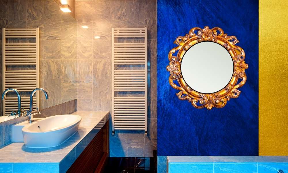 Blue And Gold Bathroom
