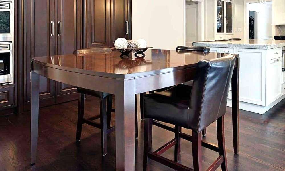 Brown Dining Table With Dark Wood Floors