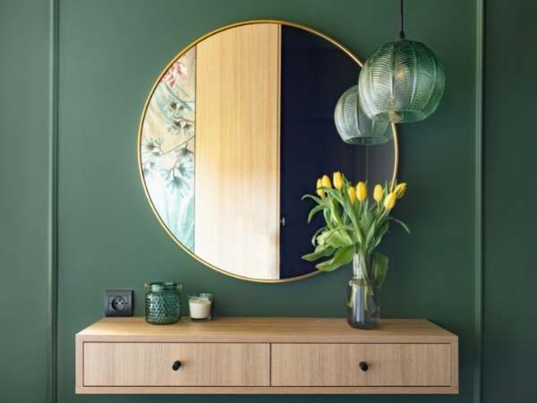 Contemporary Rustic Round Mirror