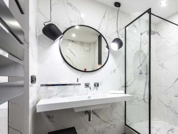 Modern Stacked Rustic Bathroom Mirror Ideas