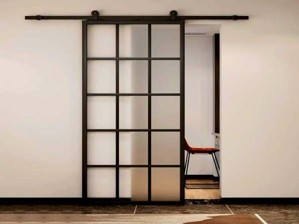 Grid-Framed Barn-Door Mirror