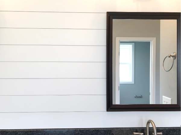 Rustic White Wooden Bathroom Mirror
