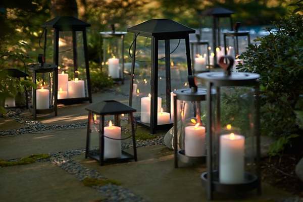 Candle Lantern outdoor kitchen  