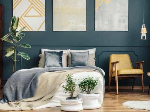 Gold and Blue are Calming Colors bedroom
