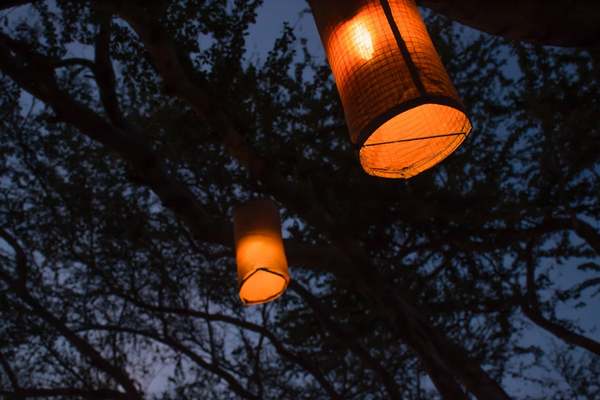 Hanging Lantern outdoor kitchen  