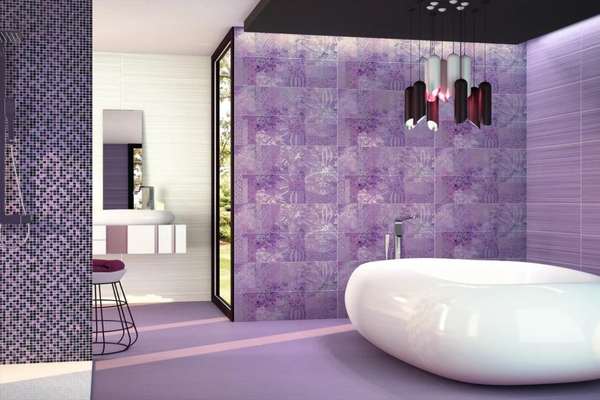 Purple And Gray Bathroom Mirror