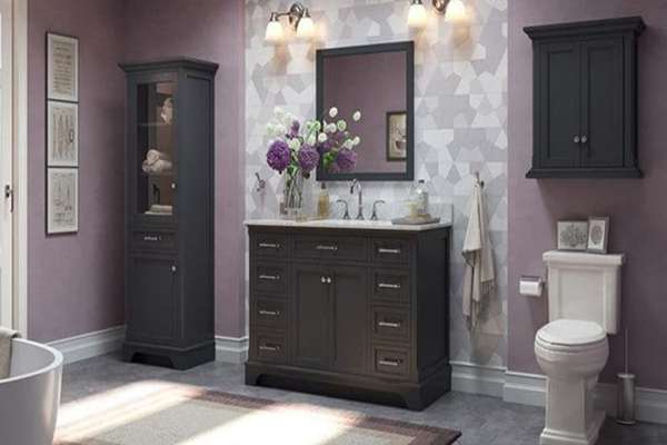 Purple And Gray Floating Bathroom Storage Cabinet