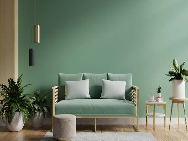 living room green sofa