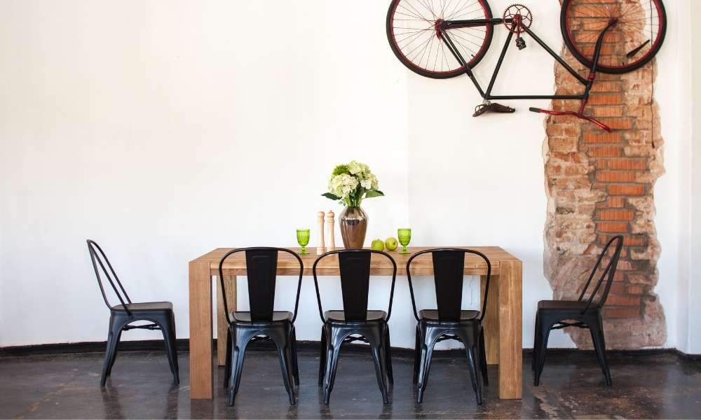 Black Ceramic Dining Room Floor