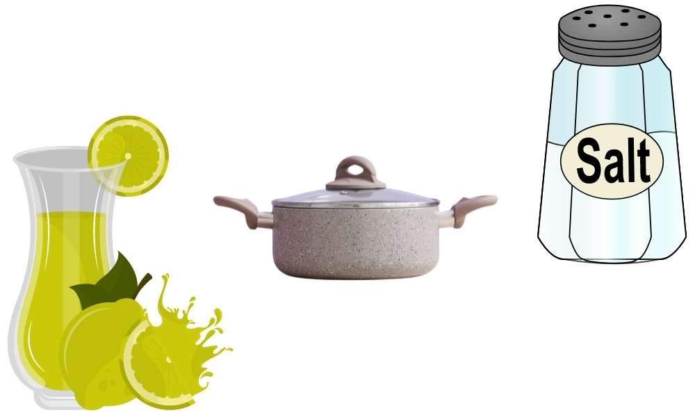Lemon Juice and Salt to Clean Discolored Enamel Cookware