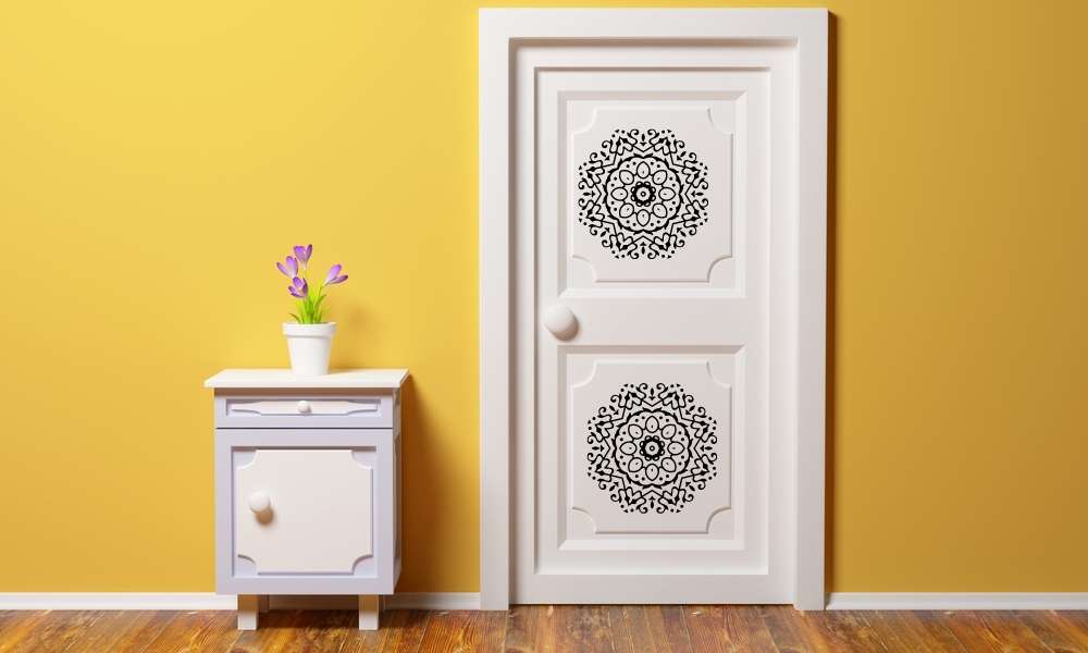 Stencil Art bedroom door decoration