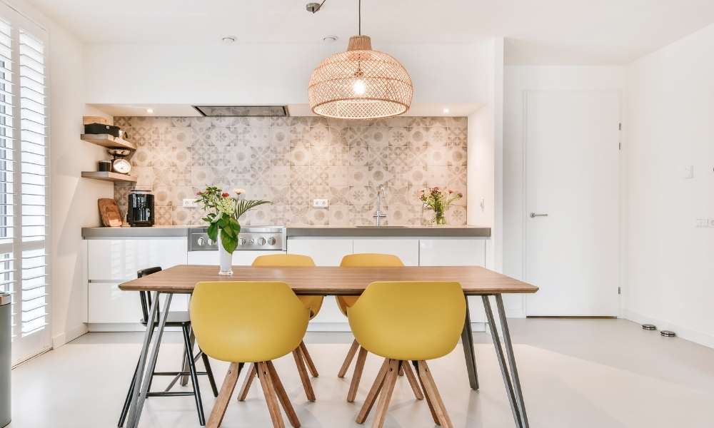 Vinyl Marble Textured Dining Room 