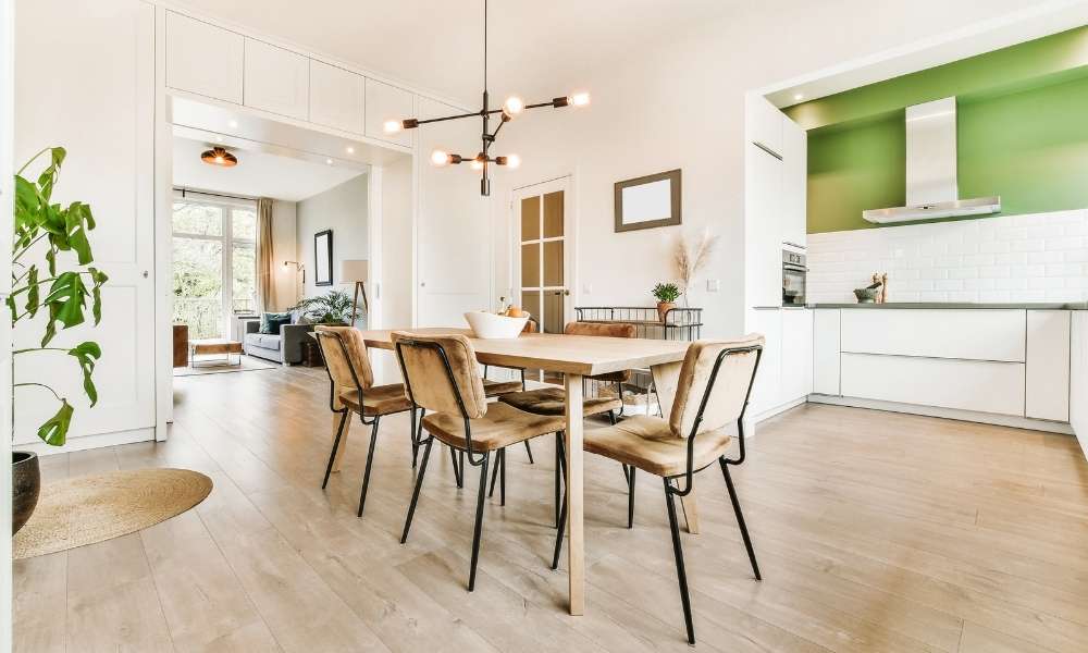 White dining  Room Floor Design