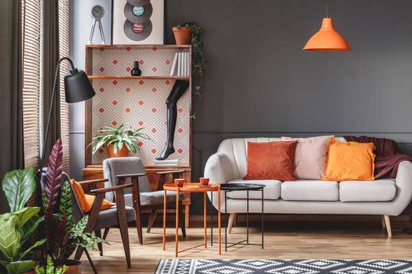 Grey And Orange Living Room Ideas - HomeEPlanner