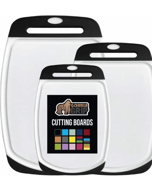 Gorilla Grip 100% BPA-Free Reversible Kitchen Cutting Board Set